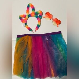NEW! Rainbow Light Up Unicorn Headband, Tutu & Heart Glasses (Set Of 3)